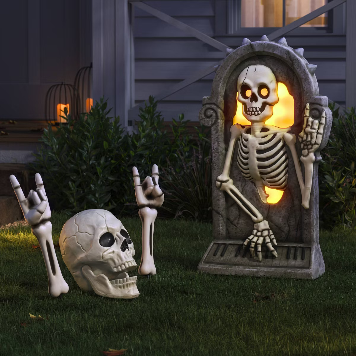 26" Light and Sound Rewind Skeleton Tombstone Halloween Decorative Prop - Hyde & EEK! Boutique™ | Target
