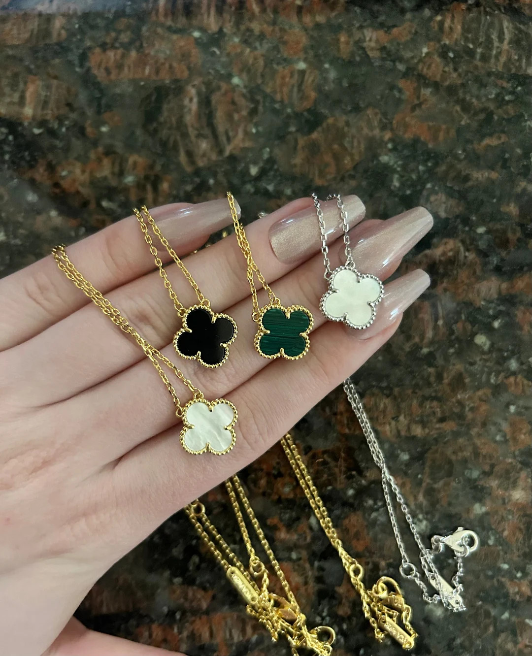 Beautiful Clover Pendant 15mm, 18k Plated Clover Pendant, Mop Clover Pendant, Malachite Clover Pe... | Etsy (US)