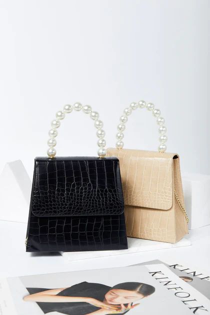 Crocodile Pattern Bag w/ Pearl Handle | Storets (Global)