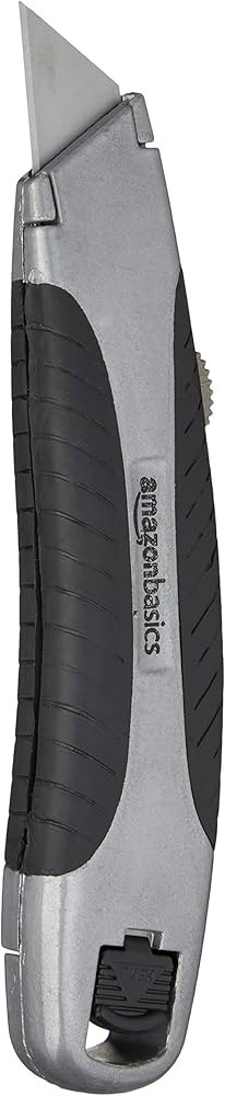 Amazon Basics Soft Grip Retractable Utility Knife with 3 Blades, Black/Silver | Amazon (US)