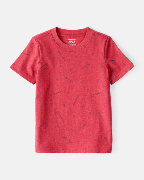 Toddler Boy Baseball Print Short-Sleeve Tee - Red | Carter's Inc