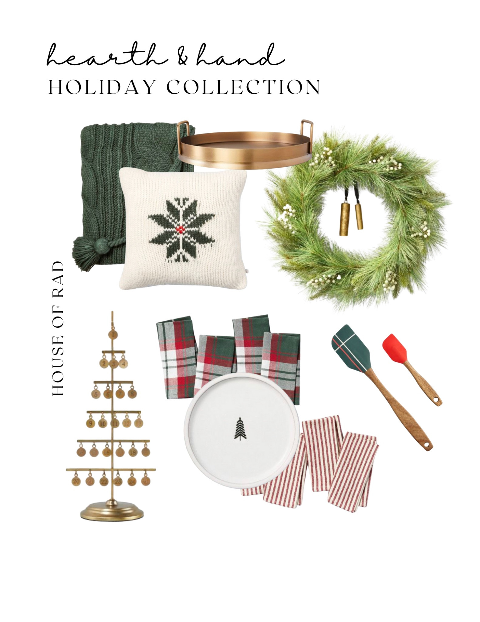 NEW Holiday Collection from Hearth & Hand at Target
Christmas decor
Advent calendar
Wreath
Spatulas
Christmas plates
Napkins
Table settings
Christmas Tablescape
Green throw blanket
Christmas throw pillow
Gold tray

#LTKSeasonal #LTKhome #LTKunder50