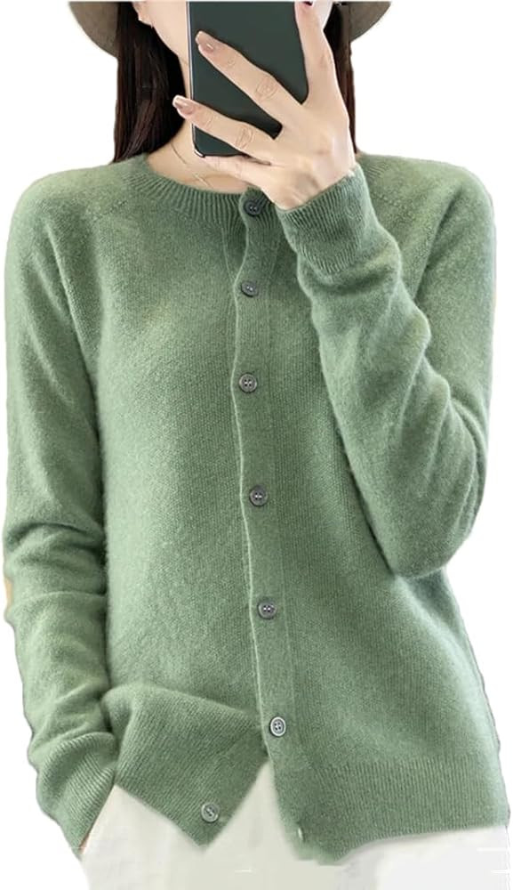 Women Wool Sweaters Cashmere Cardigan Spring Fall Women O-Neck Knitwear Basic Tops Coat Knit Swea... | Amazon (US)