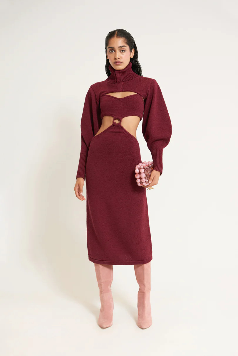 SKYLAR KNIT DRESS - MAROON PEAK | Cult Gaia - US