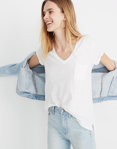 Whisper Cotton V-Neck Pocket Tee | Madewell
