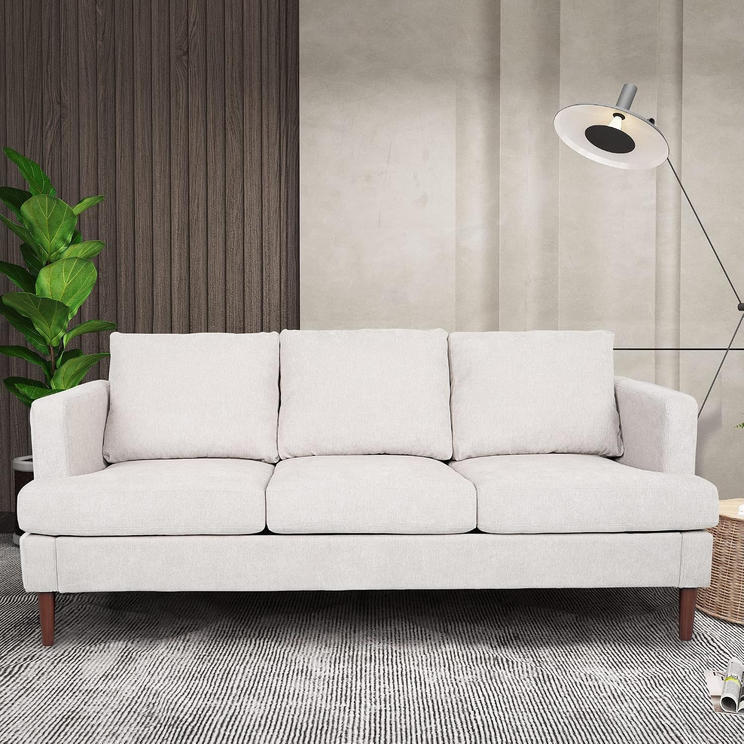 LEVNARY Tufted Couch, 72-inch Large Sofa, Comfy 3 Seater Sofa with Thick Cushion and Wood Legs, M... | Amazon (US)