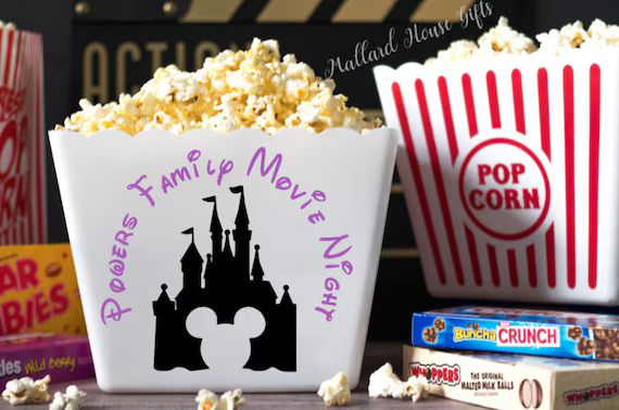 Personalized Disney Popcorn Tub Minnie Mouse Mickey Mouse Party Favor Custom Popcorn Bowl Christm... | Etsy (US)