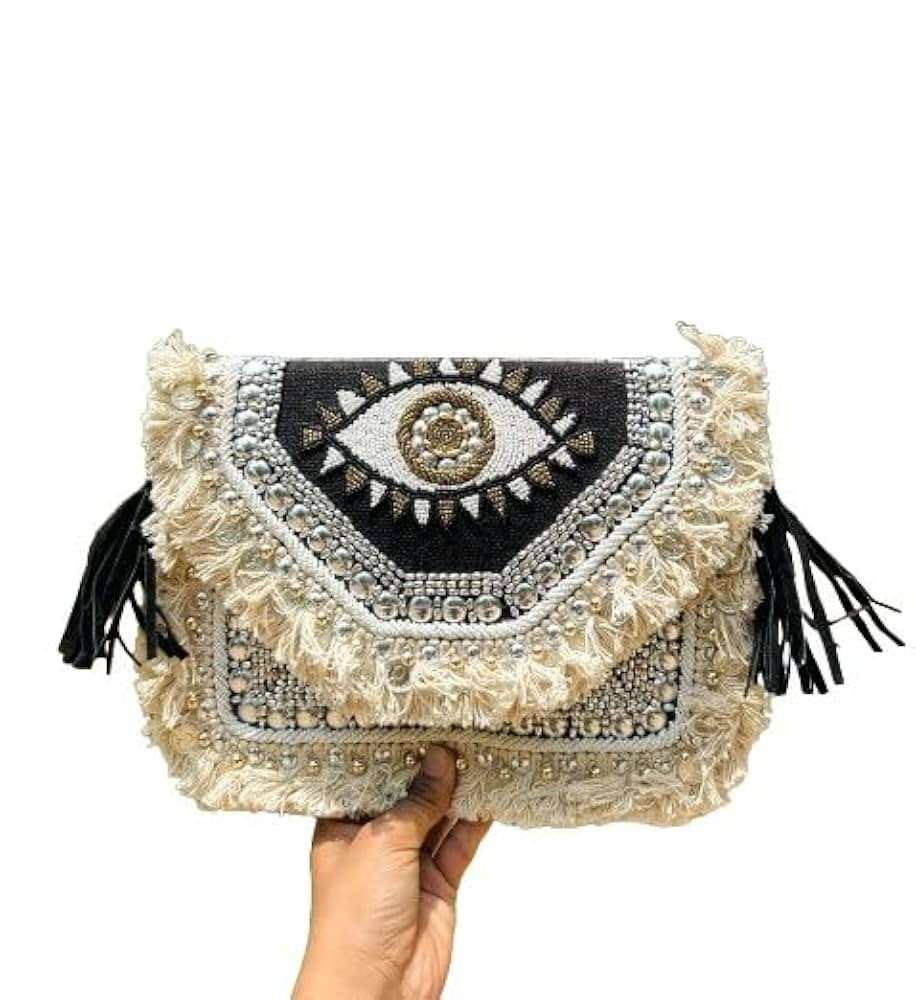Embroidered Evil Eye bohemian bag Envelope Shoulder Bag Tote Handbags, Beach Bag for Vacation, Tr... | Amazon (US)