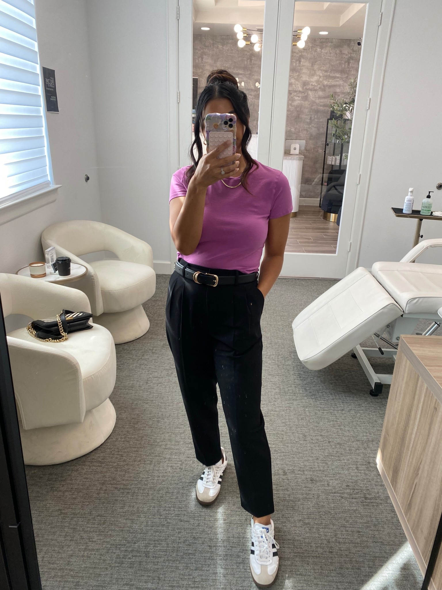 Tee and slacks kind of day! The tapered pants make them perfect for sneakers or flats!
Wearing a 2 petite 

#LTKWorkwear #LTKOver40 #LTKFindsUnder100