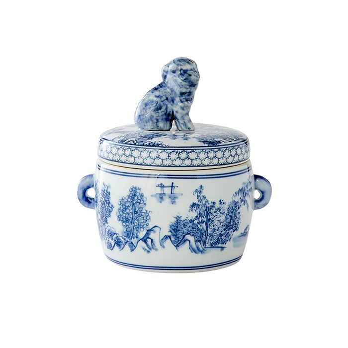 Foo Dog Candy Jar in Blue & White | Caitlin Wilson Design
