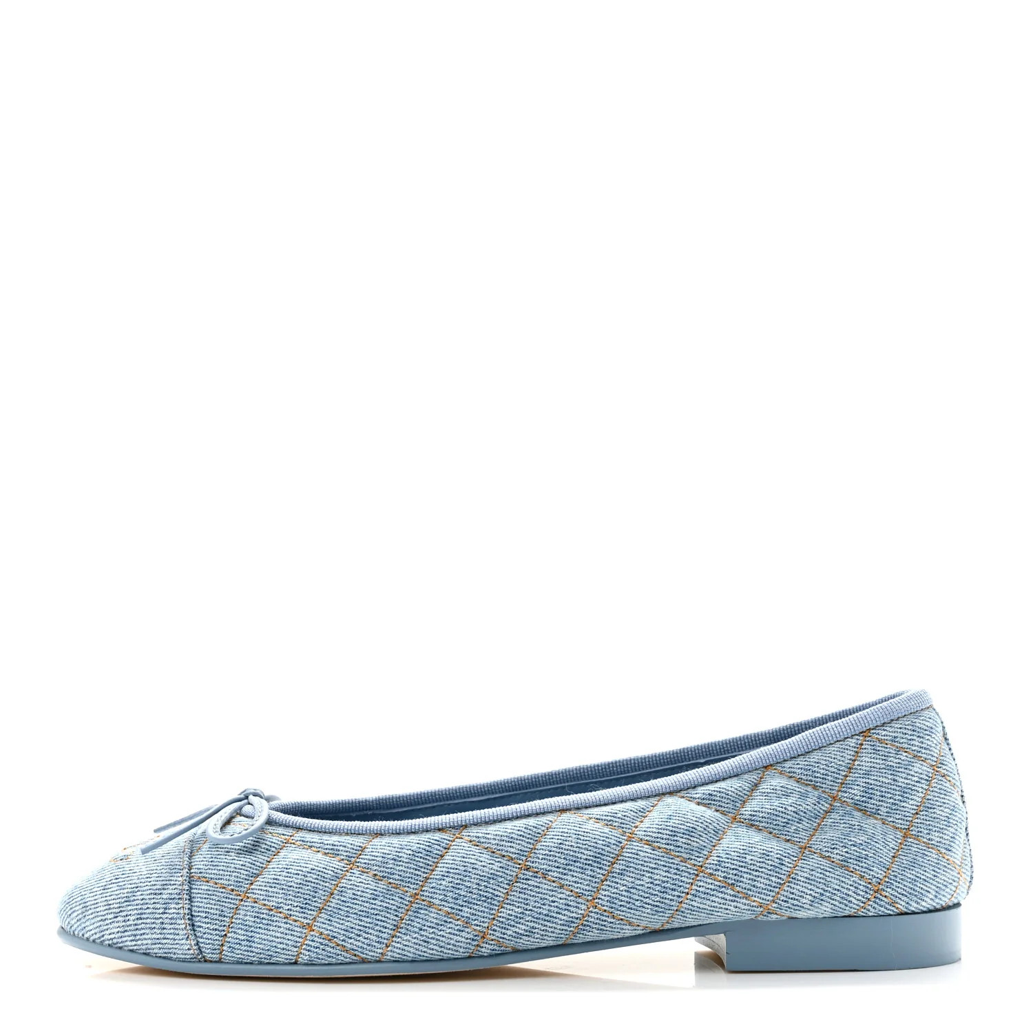 Chanel Denim Quilted Cap Toe CC Ballerina Flats 36.5 Light Blue 1954324 | FASHIONPHILE (US)