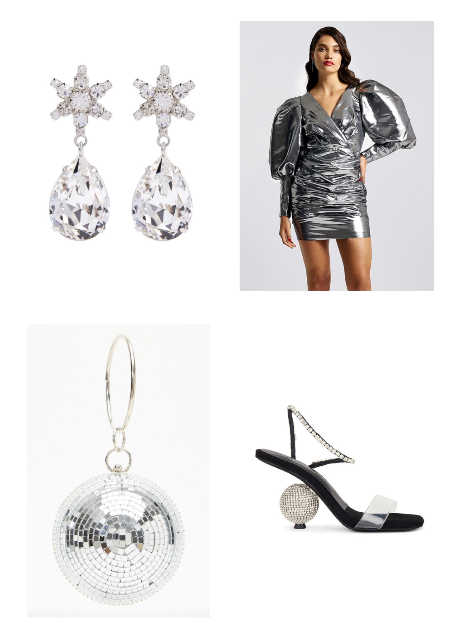 Festive Look- The ultimate New Years Eve dancing dress with statement earrings, disco ball bag and diamanté heels 🪩 

#LTKSeasonal #LTKeurope #LTKHoliday