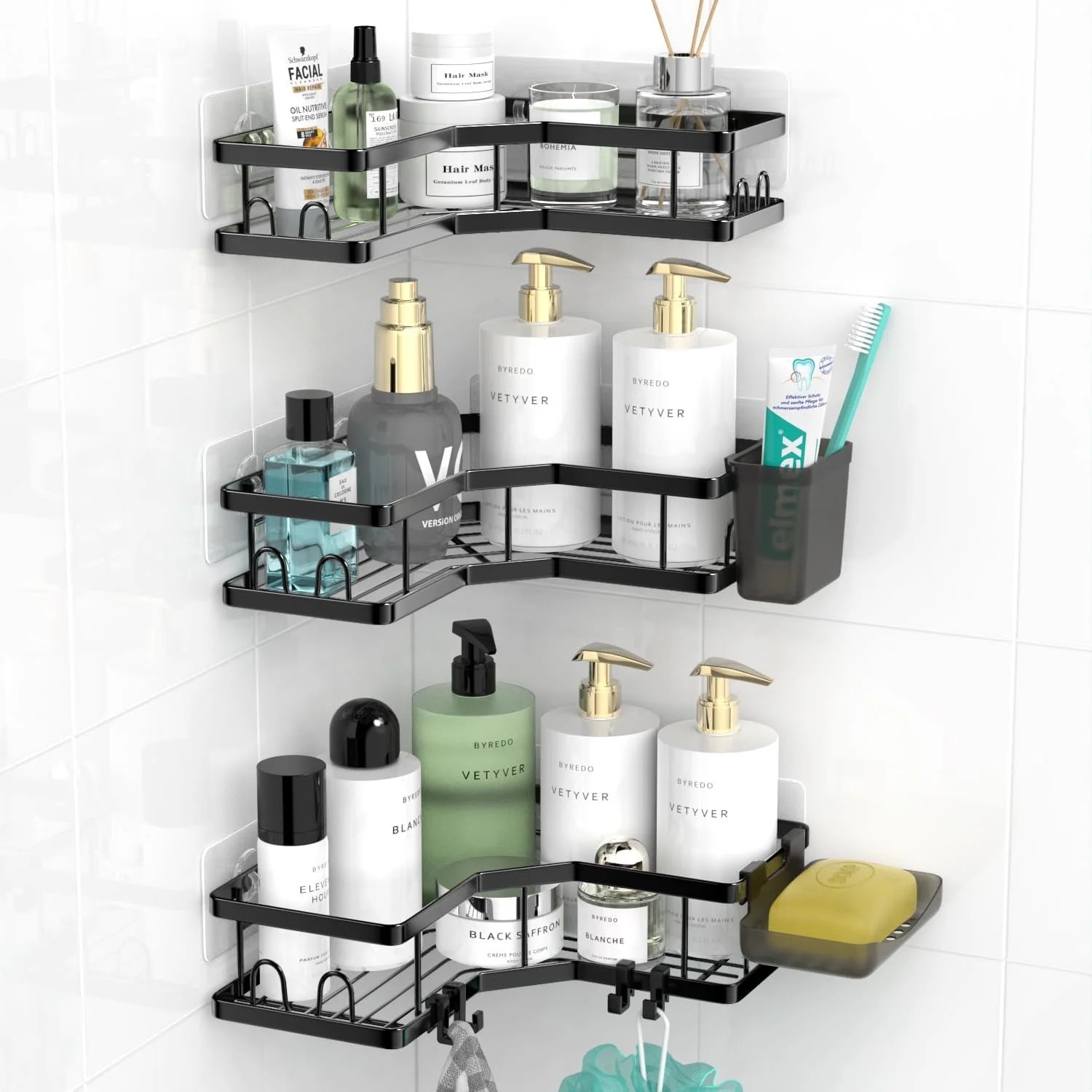 TINANA Corner Shower Caddy, 3 Pack Adhesive Shower Corner Organizer Shelves, Stainless Steel Show... | Walmart (US)