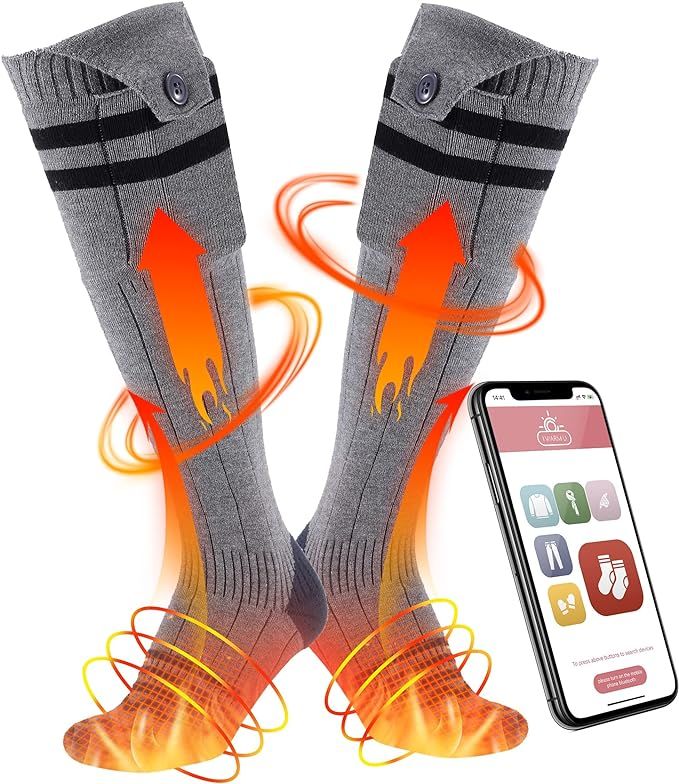 Heated Socks for Men & Women, 5000 mAh Rechargeable Battery Electric Sock，Phone APP Control, Wi... | Amazon (US)
