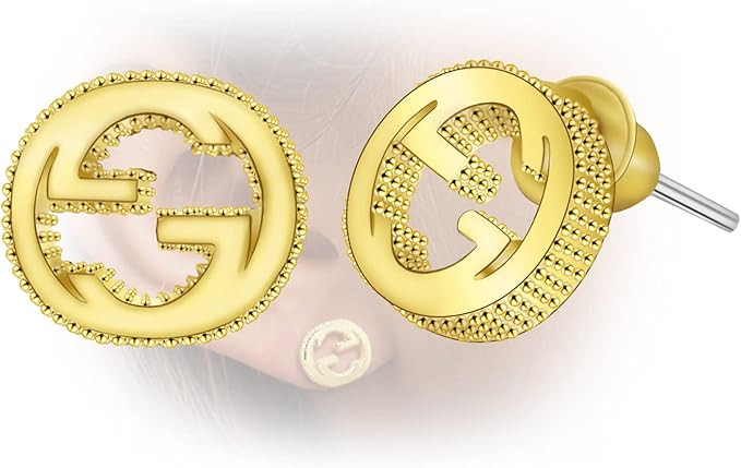 Sterling Silver Initial G Earrings - Hypoallergenic Minimalist Dainty Circle Initial Letter G Stu... | Amazon (US)