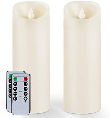 5plots 9 inch x 3 inch Wax Flameless Candles - Ivory Flickering Glow LED Candles - Battery Operat... | Amazon (US)