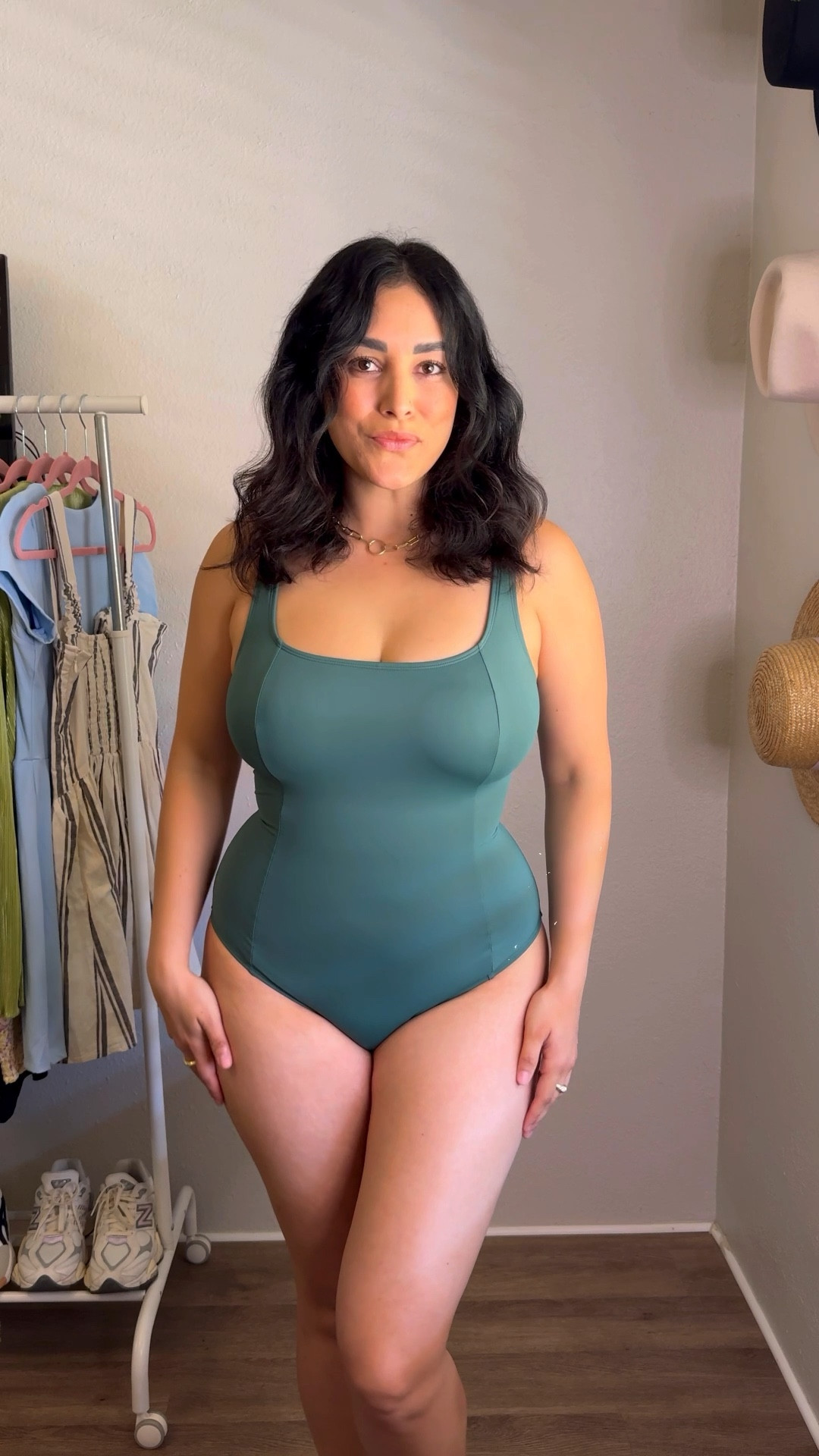 The perfect swimsuit for a curvy body. I absolutely love this swimsuit. It has lace up technology in the back to really snatch your waist and give you that hourglass figure. I’m wearing a size medium.