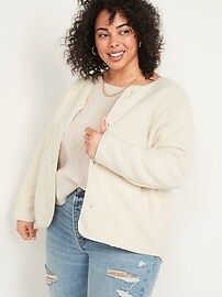 Collarless Sherpa Jacket for Women | Old Navy (US)