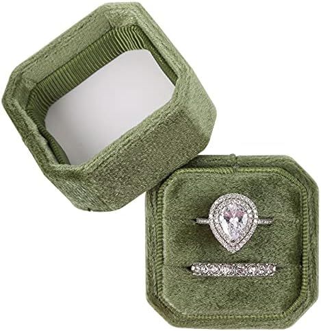 NicGor Velvet Ring Box Double Slots, Gift for Proposals Engagement and Wedding Band Photographs - Oc | Amazon (US)