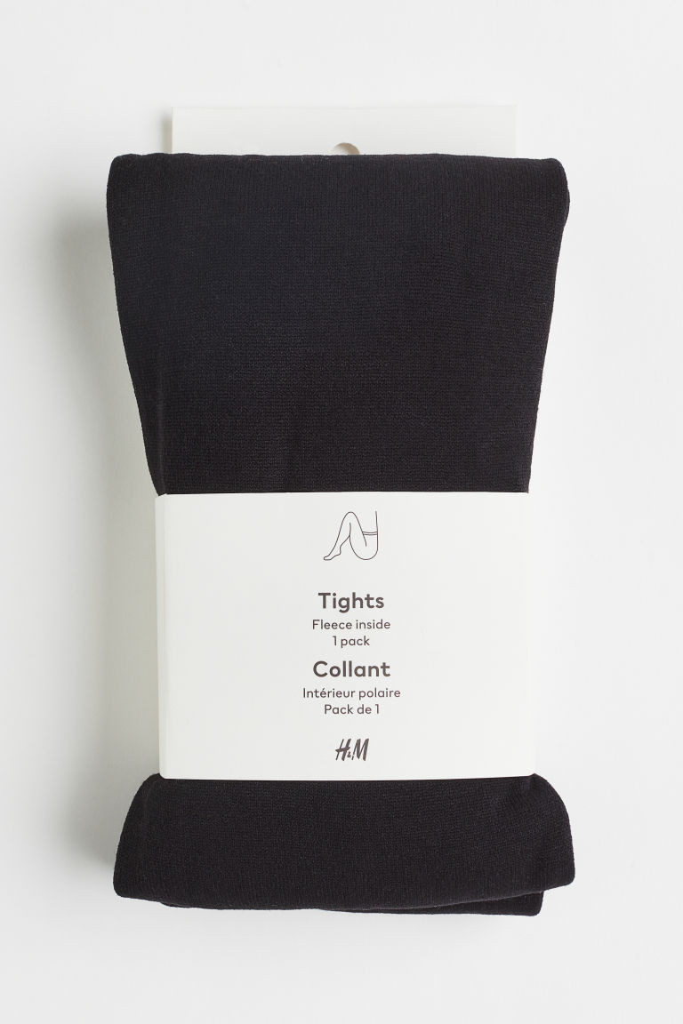 H & M - Fleece tights - Black | H&M (UK, MY, IN, SG, PH, TW, HK)