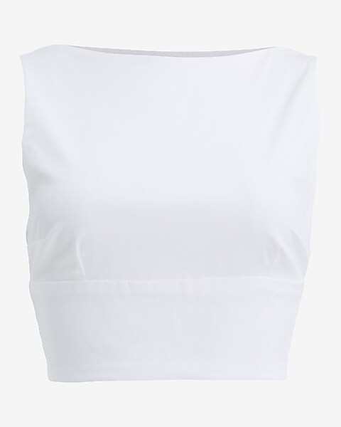 Boat Neck Open Back Bow Cropped Tank | Express