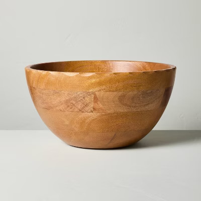 Large Carved Edge Wood Bowl Mid Tone - Hearth & Hand™ with Magnolia | Target