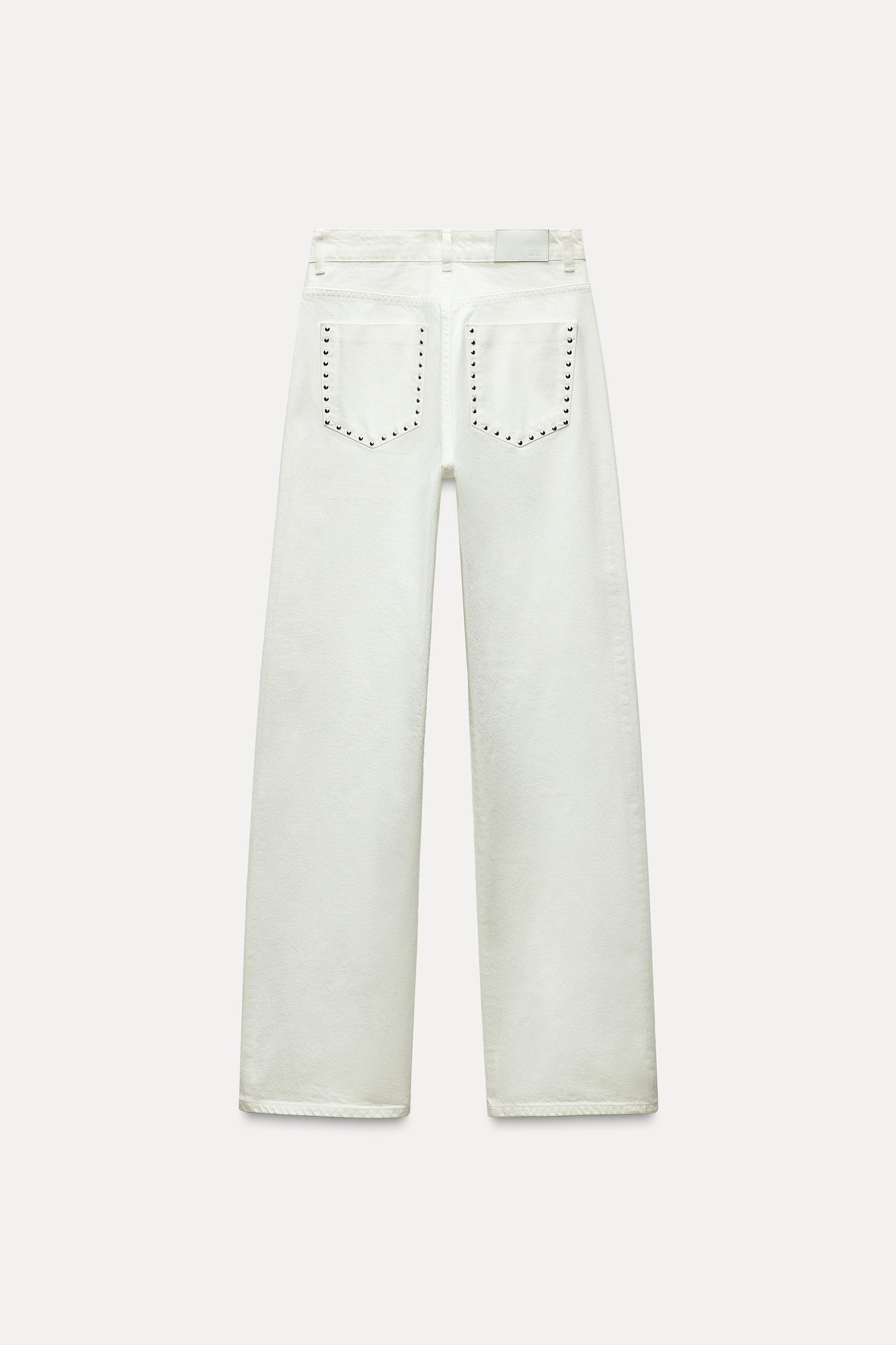 Z1975 MID-WAIST STRAIGHT STUDDED JEANS | Zara UK