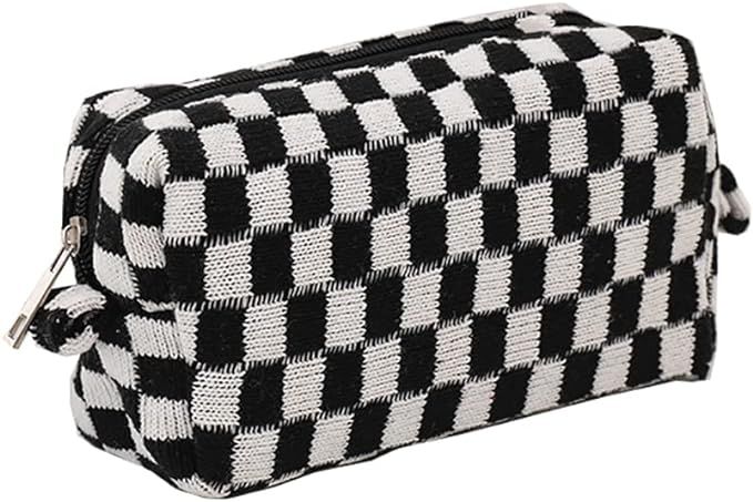 Grid Makeup Cosmetic Bag Pencil Case Pouch Large Capacity Toiletry Bag Organizer for Women Girls ... | Amazon (US)