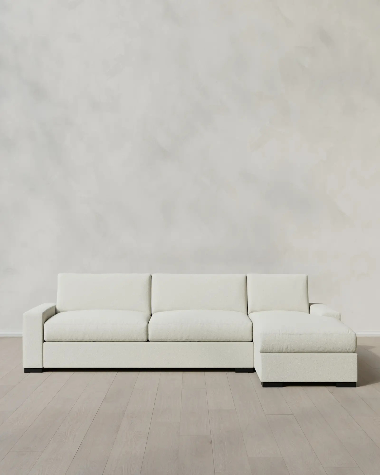 Performance Basketweave Track Arm Chaise Sectional in Ivory | Quince