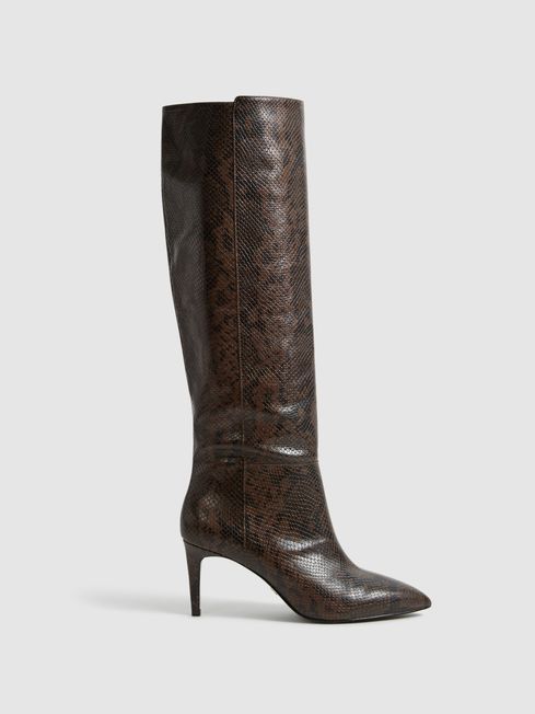 Pull On Knee High Boots | Reiss US