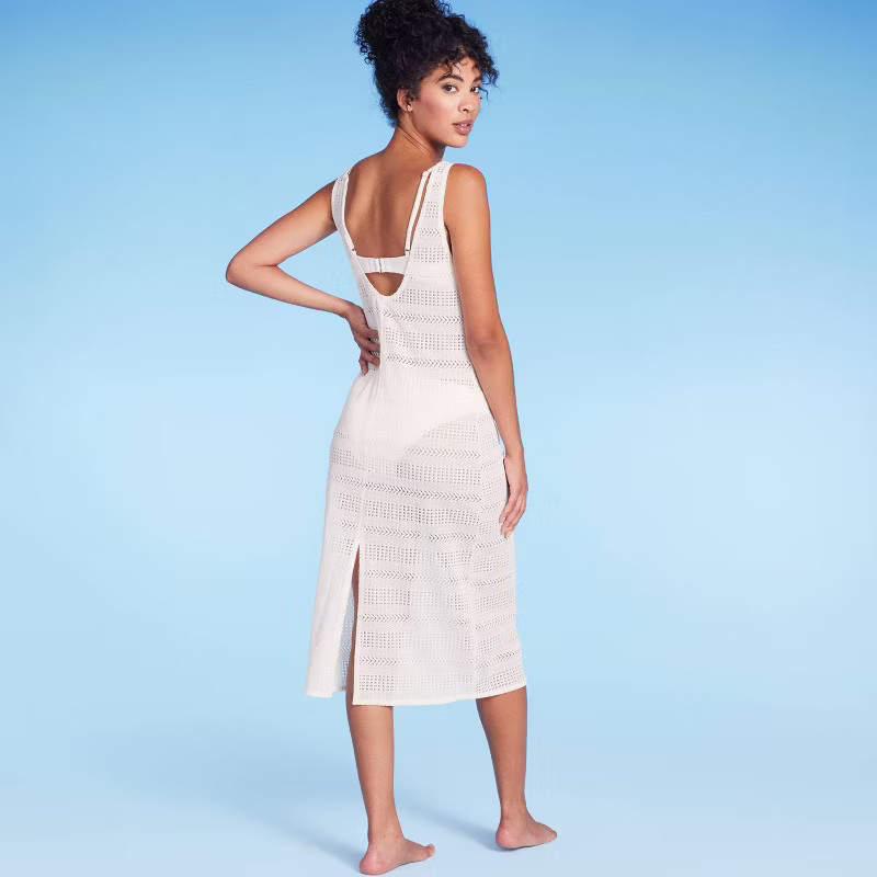 Women's Crochet Cover Up Midi Dress - Shade & Shore™ Off-White | Target