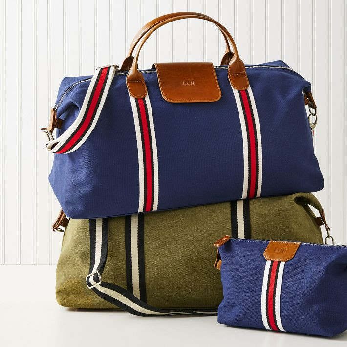 Canvas Twill Stripe Duffle Bag | Mark and Graham