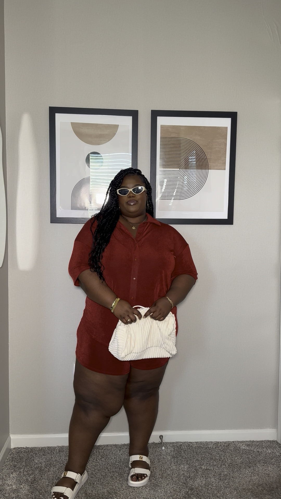 Summer outfit inspo for the girls! Set is from Fashion Nova “Lorenza Slinky Short Set” I recommend sizing down it’s very stretchy! Comfy as well! Shades are also from Fashion Nova but I linked some similar options below. Everything else is linked below!

#LTKPlusSize