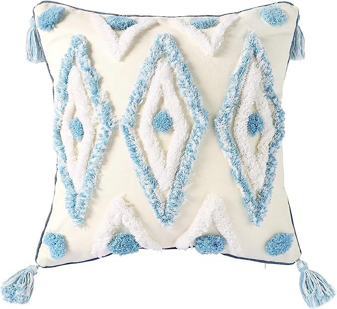 Hodeco Tufted Throw Pillow Cover 18x18 Inches Decorative Cotton Handmade Woven Boho Cushion Cover... | Amazon (US)