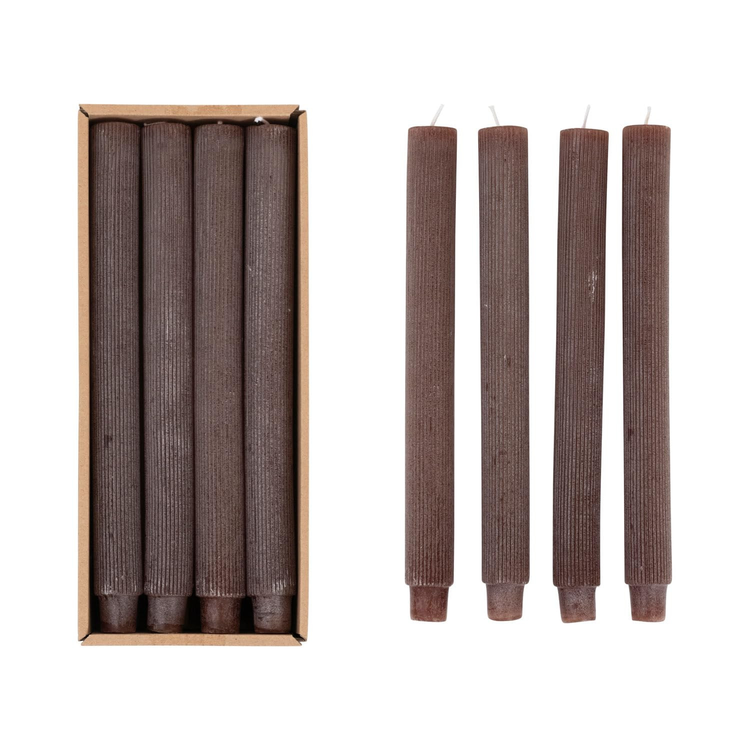 Creative Co-Op Unscented Pleated Taper Candles in Box, Set of 12, Leather Color | Amazon (US)