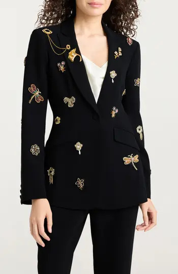 Beaded Brooches Crepe Jacket | Nordstrom