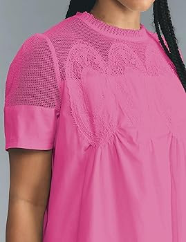 Womens Summer Lace Mini Babydoll Dress Ruffled Collar Short Sleeve Loose Mesh Swing Elegant Flare... | Amazon (US)