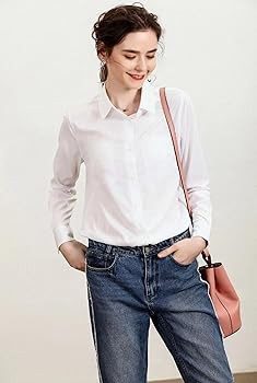 Beninos Women's Formal Work Wear White Simple Shirt | Amazon (US)