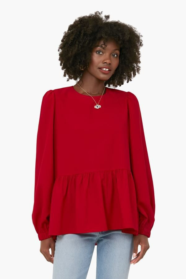 Red Carlota Peplum Blouse | Tuckernuck (US)
