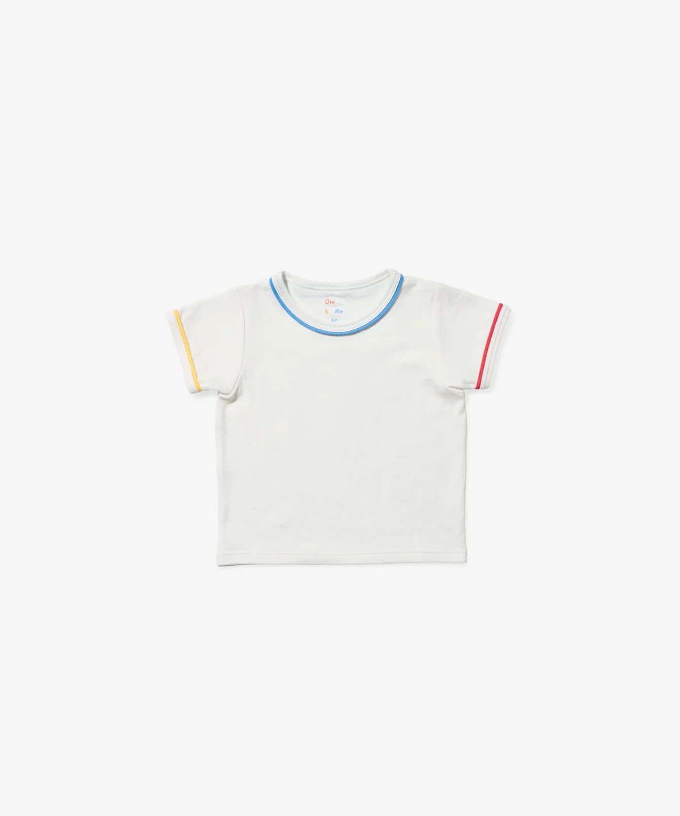 White Baby T-Shirt with Navy Piping | Oso and Me | Oso & Me