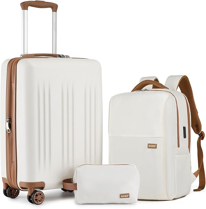 Kono Luggage Sets 3 Piece Expandable Carry On Travel Luggage 20 Inch TSA Lock Spinner Wheels Hard... | Amazon (US)