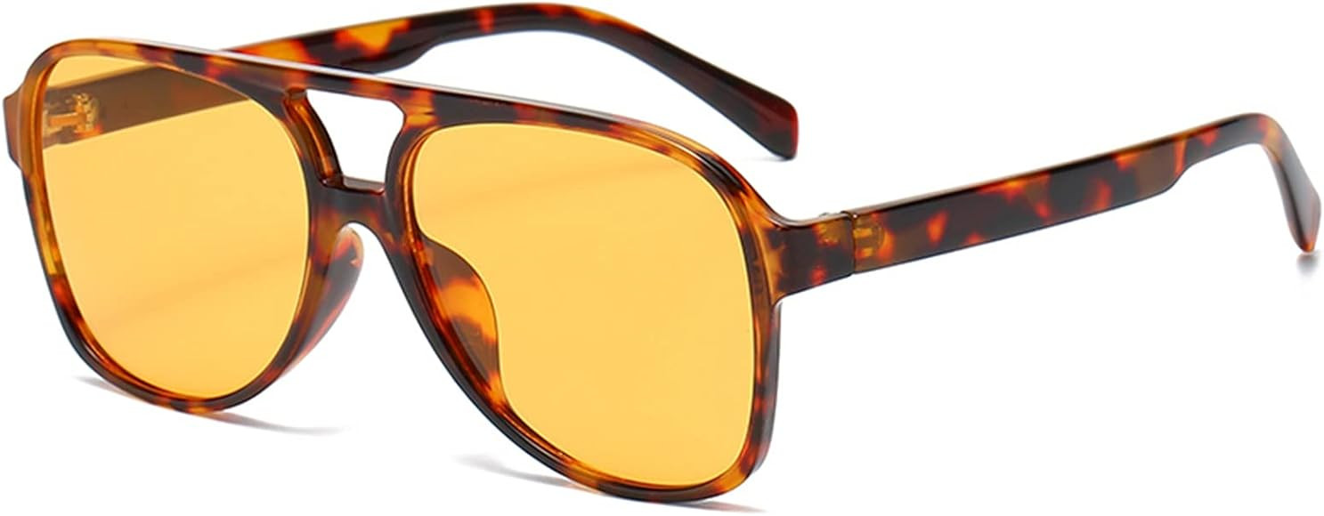 YAMEIZE Retro Double Bridge Rectangle Sunglasses - for Women Men Square Night Vision UV400 Protec... | Amazon (UK)