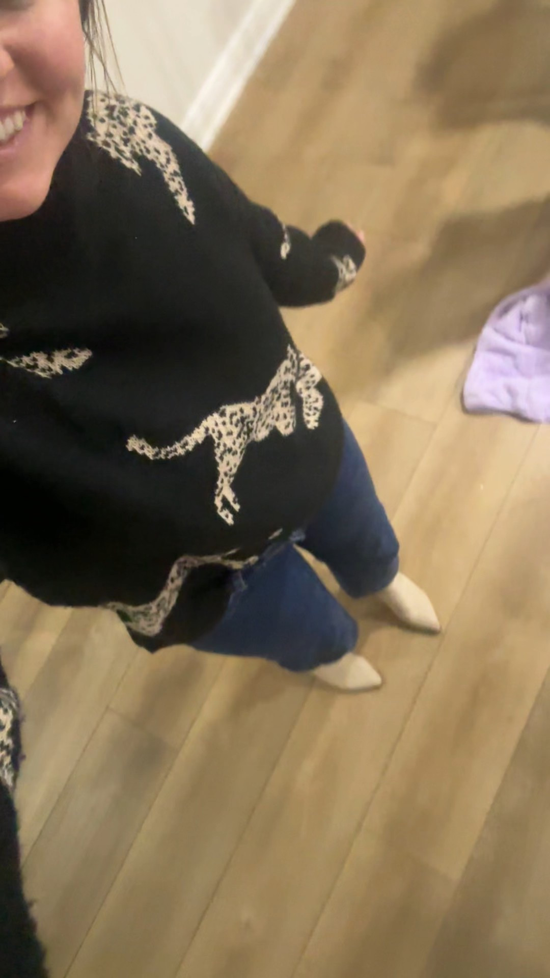 Loving this leopard sweater and jeans outfit from Amazon! Perfect last minute Thanksgiving outfit or winter sweater! The jeans fit true to size are high waisted and stretchy and I got the dark wash. Love the shape- wide leg (but not too wide) and ankle cropped! So cute!!! 

#LTKCyberWeek #LTKSaleAlert #LTKMidsize