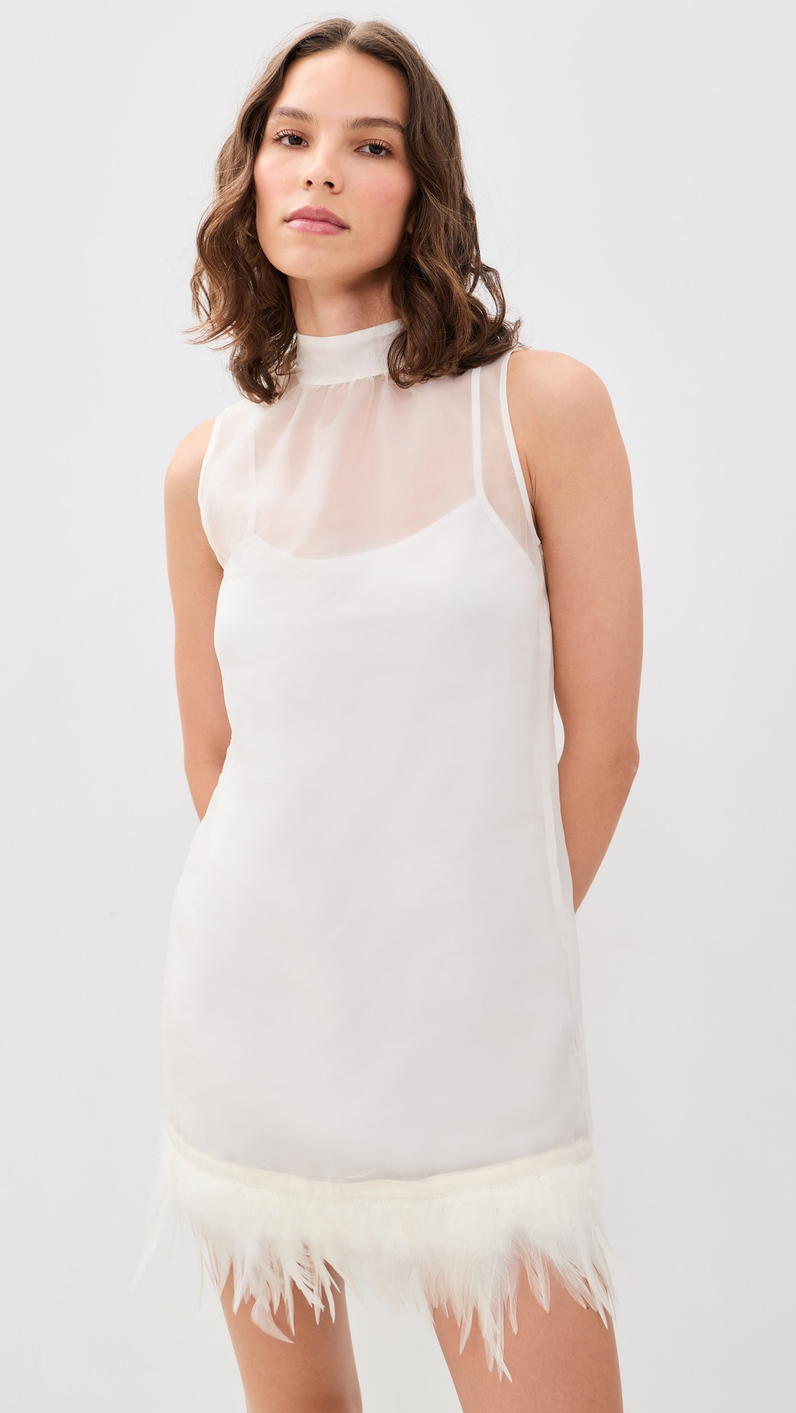 STAUD Albee Silk Mini Dress Ivory XL | Shopbop