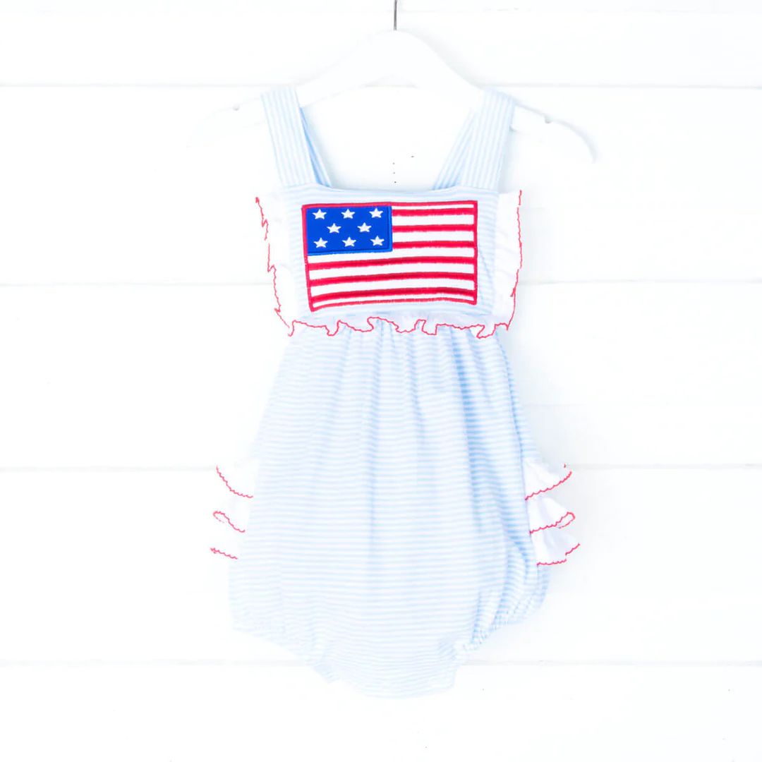 Light Blue Stripe Knit Flag Bubble | Classic Whimsy