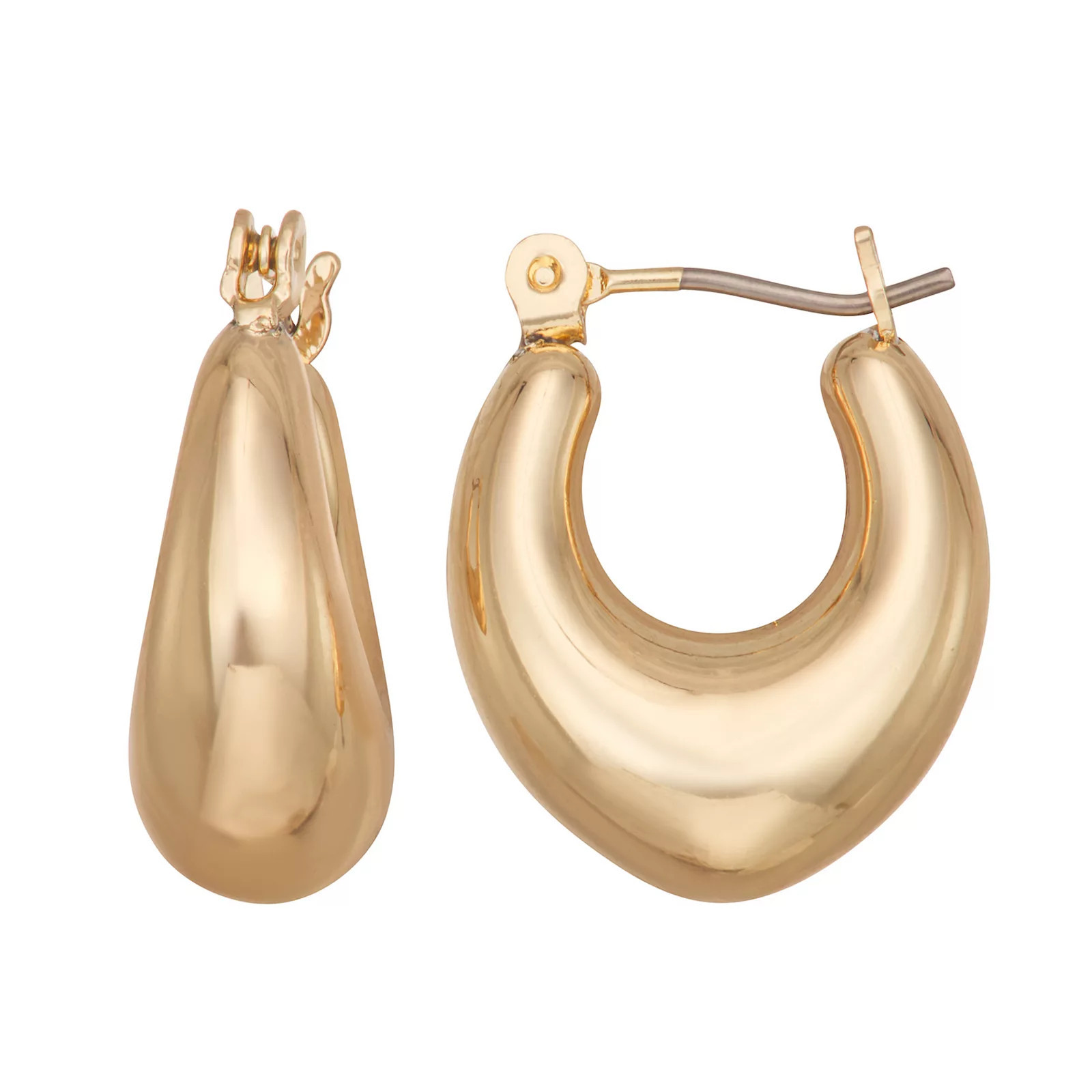 Nine West Gold Tone 18mm Puffy Hoop Earrings, Women's | Kohl's