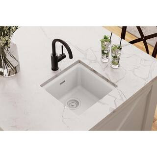 Elkay Quartz Classic White Quartz 15.75 in. Single Bowl Drop-In/Undermount Kitchen Sink ELG1616WH... | The Home Depot