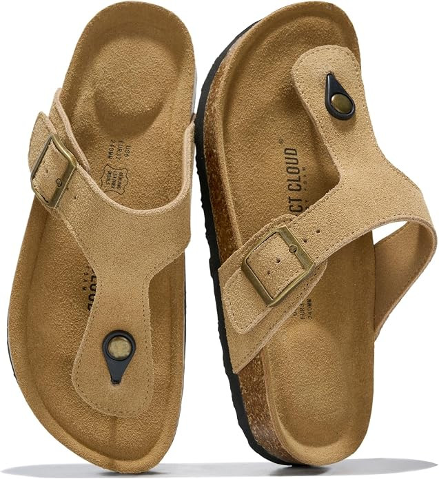 Project Cloud Womens Sandals 100% Genuine Leather Thong Sandals for Women - Memory Foam Insole Wo... | Amazon (US)