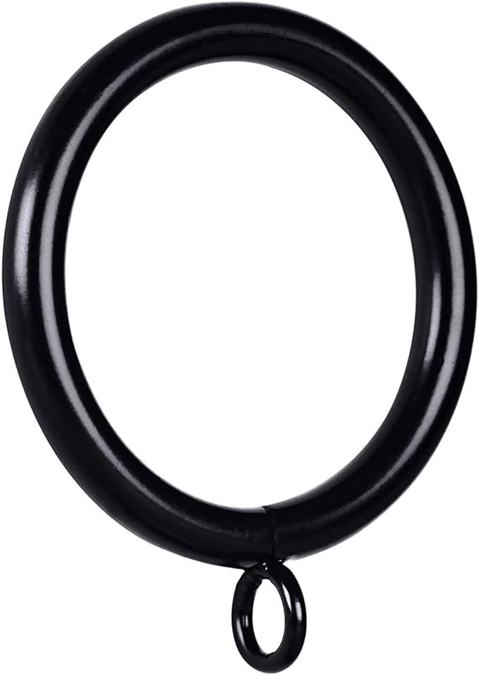 JushengXMX 48 Pcs Black 1.5-Inch Inner Diameter Metal Curtain Rings with Eyelets,Fits Up to 1 1/4... | Amazon (US)