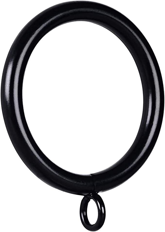 JushengXMX 24 Pcs Black 1.5-Inch Inner Diameter Metal Curtain Rings with Eyelets,Fits Up to 1 1/4... | Amazon (US)